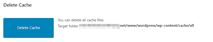 Delete Cache in WP Fastest Cache