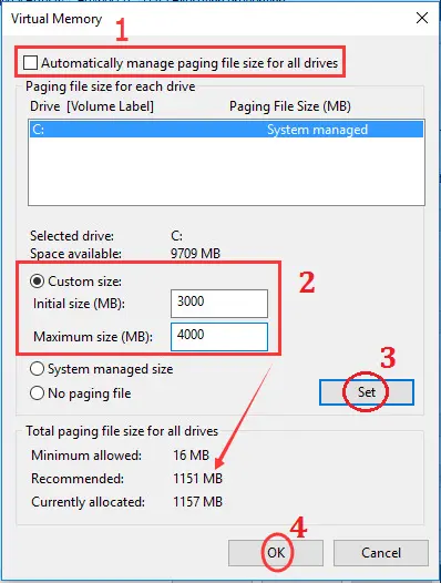 How to fix “Your computer is low on memory” error 25