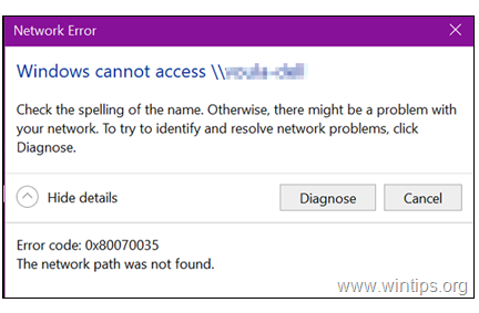 FIX: 0x80070035 – Network path was not found
